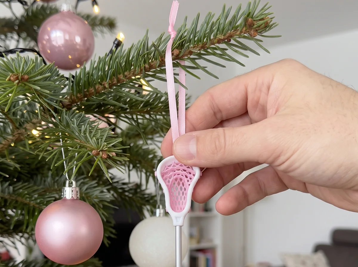 Laxmas lacrosse ornaments on a Christmas tree